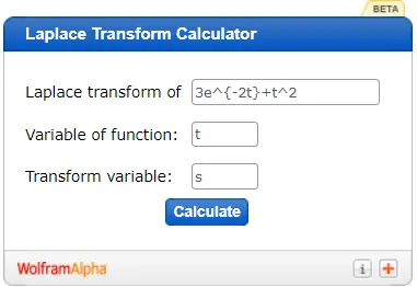 Laplace transform calculator example
